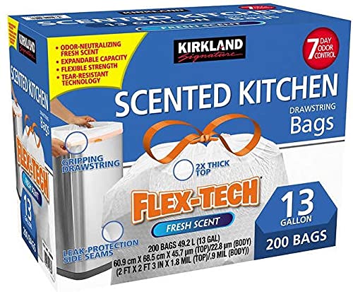 13-Gallon Scented Kitchen Trash Bags, 200-count
